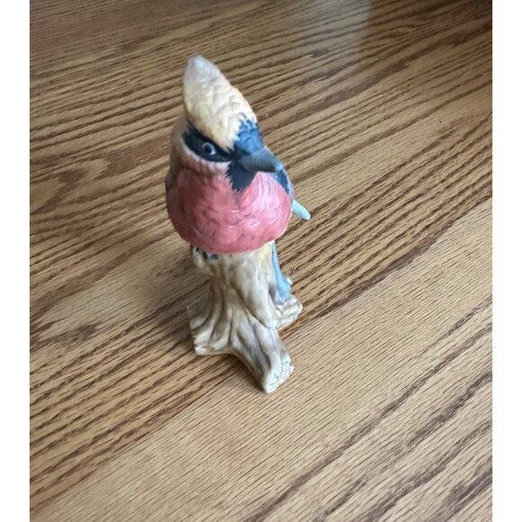 Lefton Ceramic Bird Figurine Waxwing On Branch Home Office Decor Bird Lovers - Picture 8 of 10